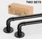 Black Curtain Rods for Windows 66 to 120, Outdoor Blackout Curtain Rod Set of 2, Wrap Around Industrial Heavy Duty Curtain Rods 2 Pack, 1 Inch Drapery Rods, Rustic Pipe Curtain Rod 72-144 Inch
