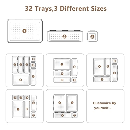 【𝟯𝟮𝗣𝗖𝗦】A-LUGEI Tool Box Organizer Tray Divider Set, Desk Drawer Organizer, Garage Organization and Storage Toolbox Accessories for Rolling Tool Chest Cart Cabinet Work Bench Small Parts Hardware