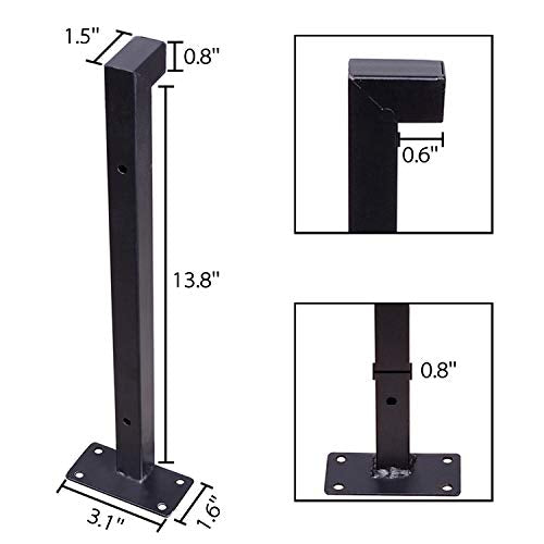 Heavy Duty Industrial Black Shelf Brackets, 14" Floating Metal Shelving Supports with Lip, Wall Mounted Retro Shelves Hardware Brace for DIY Decor or Custom Wall Shelving, 4 Pack
