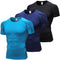 Men's Compression Shirts Short Sleeve Workout Gym T-Shirt Running Tops Cool Dry Sports Base Layer Athletic Undershirts, 3pcs# Black+navy+blue, X-Large