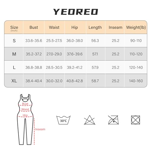 YEOREO Women Long Sleeve Workout Jumpsuit Zip Up Romper Bottom Pants Bodysuit Bodycon Sexy One Piece, Black