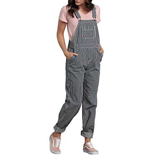 Dickies Women's Denim Bib Overall, Rinsed Hickory Stripe, Medium
