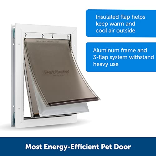 PetSafe Extreme Weather Energy Efficient Aluminium Pet Door for Cats and Dogs – Insulated Flap System – Large