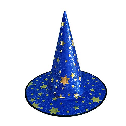 ZZX Wizard Cape Witch Cloak with Hat, Halloween Costume Props for Kids Cosplay Party (Blue)