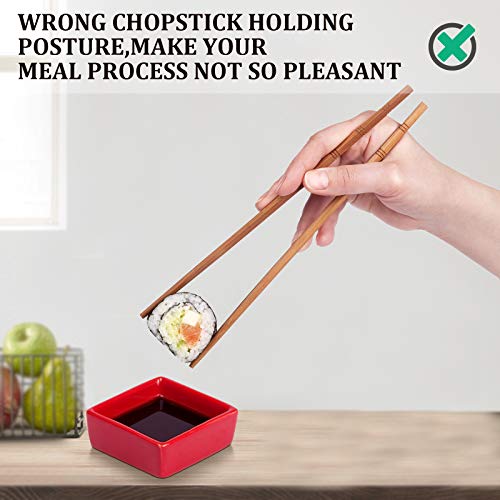 5 Pieces Reusable Chopstick Helpers Training Chopsticks for Many age, Beginner, Trainers or Learner, Red