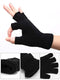 (Black) - 4 Pairs Winter Half Finger Gloves Knitted Fingerless Mittens Warm Stretchy Gloves for Men and Women