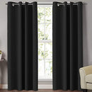 Smarcute Blackout Curtains Thermal Insulated Grommet Window Drapes Eyelet Curtains for Bedroom/Living Room Set of 2 Panels,Each W132cm x D213cm,Jet Black