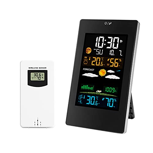 Staright Wireless Weather Station Indoor Outdoor Weather Forecaster with Sensor Digital Hygrometer Monitor with Alarm Clock Moon Phase Adjustablt Backlight Sooze Mode