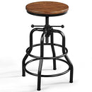 Yaheetech Industrial Bar Stool Vintage Counter Stool Rustic Counter Height Bar Stool Adjustable Metal Stool with Round Wood Seat Kitchen/Dining/Cafe Chair 20-27 Inch Tall, Brown, 1PCS