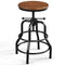 Yaheetech Industrial Bar Stool Vintage Counter Stool Rustic Counter Height Bar Stool Adjustable Metal Stool with Round Wood Seat Kitchen/Dining/Cafe Chair 20-27 Inch Tall, Brown, 1PCS