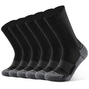 Closemate Mens Running Socks 6 Pairs Moisture Wicking Cushion Athletic Socks Women Sport Work Crew Cotton Socks White Black(6 BlackGrey, Size L)