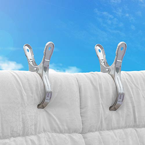 Dseap Towel Clips: Pack of 12, 5-1/8”L, Jumbo Stainless Steel Metal Beach Towel Clips, Pool Cover Clamps, Beach Chair Clips, Beach Blanket Holder Pins, for Cruise Boat Pool Lounge Chair