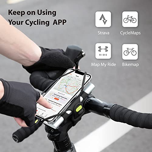 【Bone】Bike Tie 4 Pro Pack, Bike Phone Mount Universal 2 in 1 Phone Holder for Bike, Shock-Proof Charger Mount for Stem, Bike Accessories for iPhone Samsung, Fits 4.7” - 7.2” Phones- Black