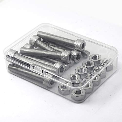 (10 Sets) M8 x 60mm Bolts and Nuts Kit Socket Head Cap Screws AISI 304 Stainless Steel (18-8),Full Thread, Bright Finish