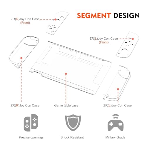 ZIIDII Dockable Switch Case for Nintendo, Nintendo Switch Games Protective Hard Carrying Clear Cover Case for Nintendo Switch Console Joy Con Controlle