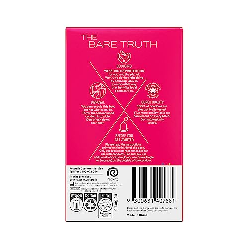 Durex Ribbed and Dotted Texture Latex Condoms Regular Fit, Pack of 30