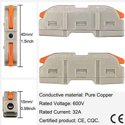 Feggizuli 30pcs Lever Wire Connectors, 1 Conductor Compact Wire Connectors, 1 to 1 Inline Electrical Connectors, DIY Compact Splicing Wire Connectors, Quick Connect Wire Connectors Butt Terminals