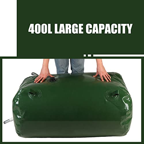 400L 106 Gallon Large Capacity Water Storage Bladder Foldable Water Bladder Tanks Portable Emergency Water Storage Tank Rainwater Bag Water Container for Drought Resistant Fire Fighting Agricultural