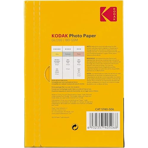 Kodak 180GSM 50 Sheets Gloss Instant Dry 180gsm A4 Photo Paper, (5740-513)