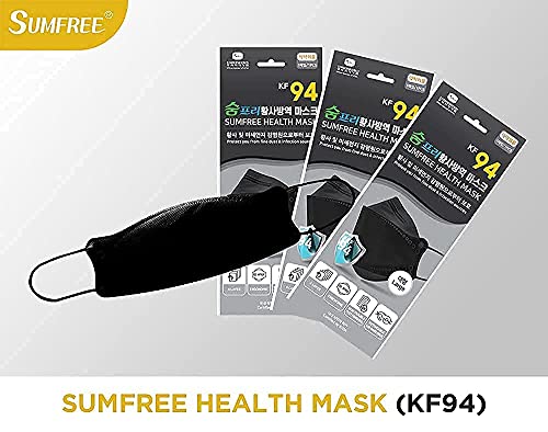 [20 Packs] SUMFREE KF94 (Adults/Kids), 4 layer protection, 100% Made in Korea, Comfortable breathing, Daily disposable (Large, BLACK)…