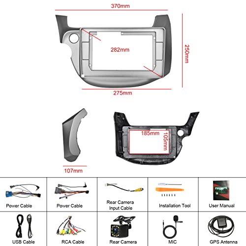 for Honda Fit 2008-2013 Android Car Stereo with WiFi GPS Navigation Radio Player Mirror Link for Android/iOS Phone 10.1" HD Touchscreen Auto Audio FM/RDS Radio Receiver USB Input Backup Camera SWC