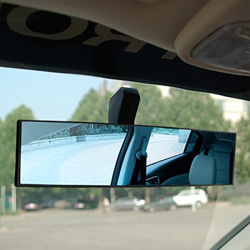 8sanlione Car Rearview Mirror, 12 Inch Panoramic Wide Angle Anti-Glare, Clip on Auto Rear View HD Clear Convex Surface, Interior Accessories Universal for SUV, Truck, Van, Vehicles (Blue)