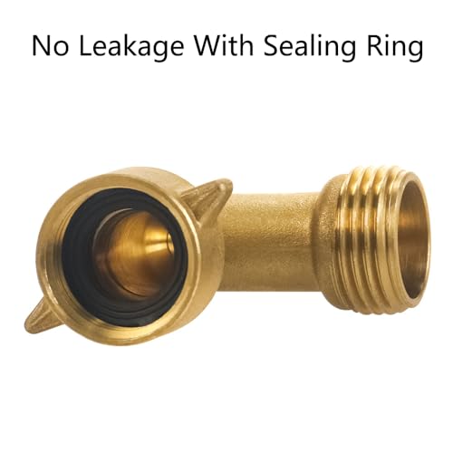 Garden Hose Connector, 3/4 Inch 90° Female Brass Water Hose Elbow Tap Adapter Pipe Parts for Outdoor Faucet RV