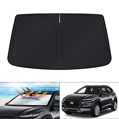 KUST Windshield Sun Shade for Hyundai Kona 2018 2019 2020 2021 Sunshade Foldable Sun Visor Protector Blocks UV Rays Keep Your Car Cooler