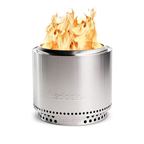 Solo Stove Bonfire 2.0 with Stand, Smokeless Fire Pit | Wood Burning Fireplaces w/Removable Ash Pan, Portable Outdoor Firepit - for Camping, Stainless Steel, H: 42.5 cm x Dia: 49.5 cm, 11.3 kg