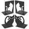 2 Pairs Bookends Metal Cat Bookend Non-Slip Bookend Book Stand Black Bookends Book Holder for Books DVDs Book Holder for Shelf, Office, Library, Home and School