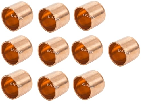 (10Pcs) EZ-FLUID Plumbing 1/2" Solder LF Copper Pipe End Cap,Pressure Copper Cap Plug Fitting with Sweat Solder Connection for Residential,Commercial