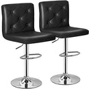 VECELO Adjustable Bar Stools with Back, Bar Height Stools for Kitchen Counter, Bar Stools Set of 2, X-Large Size, 17.3" D x 16.5" W x 45" H, Black