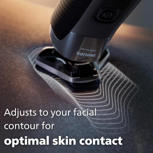 Philips Shaver Series 7000 Wet & Dry Electric Shaver with SkinIQ Technology, SteelPrecision Blades, Nano SkinGlide Coating and Motion Control Sensor, Ink Black, S7886/50