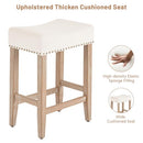Furniliving Bar Stools Set of 2,25.7 inch Counter Height Bar Stools,Upholstered Kitchen Barstools with Solid Wooden Legs, Saddle Stools for Kitchen Island, Bar, Cafe, Beige