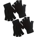 2 Pair Half Finger Gloves Winter Knit Touchscreen Warm Stretchy Mittens Fingerless Gloves in Common Size for Men and Women,black, Black, Large