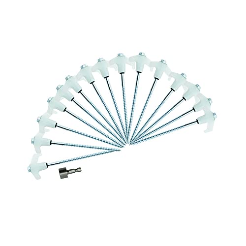 15x Heavy Duty Steel Screw/Drill Camping Tent Pegs with Glow in The Dark Head