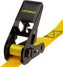 STANLEY S9500 Black/Yellow 1" x 10' Ratchet Straps - Light Cargo Hauling (900 lb Break Strength), 4 Pack