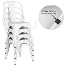 Yaheetech Metal Dining Chairs Indoor/Outdoor Coffee Kitchen Chairs Stackable Chic Dining Bistro Cafe Side Chairs Set of 4, Distressed White