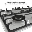 Hisense GM663XB Gas Hob, 4 Cooking Areas, Width 60 cm, Double Crown Wok Burner and Cast Iron Grilles, Integrated Ignition, Anti Fingerprint Stainless Steel