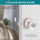 Orger 5 Pack Glass Door Knobs for Hallway and Closet, Crystal Passage Door Knobs with Round Diamond Shape, Non-Locking Interior Door Handles, Round Rosette with Satin Nickel Finish