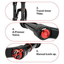 Gaderth Bike Suspension Fork, 20 inch Fat Bike Straight Front Fork, 4.0" Tire 135mm Air Double Shoulder Bicycle Front Fork, Snow Beach Shock Absorber Mountain Bike MTB Fork 20 inches