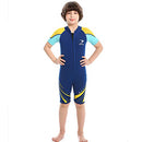 ZCCO Kids Short Wetsuits 2.5mm Children's Neoprene Suit Short Sleeve, Youth Boy's and Girl's One Piece Shorty Wetsuit for Diving,Swimming,Surfing Water Sports(DK-BE-2XS)