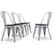 BELLEZE Metal Dining Chairs Set of 4, Stackable Metal Chairs Vintage Farmhouse Chairs with Detachable Backrest and Wood Seat, Weather Resistant Tolix Chair for Indoor Outdoor - Alexander (Silver)