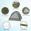 Wakeman 2-Person Camping Tent - Shelter with Rain Fly and Carrying Bag - Lightweight Outdoor Tent for Backpacking, Hiking, and Beach by (Green)