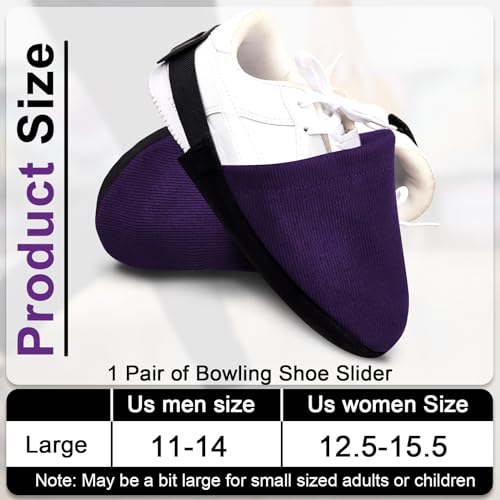 Zhanmai Bowling Shoe Slider 2 Pack Bowling Shoe Cover with Elastic Band Adjustable Bowling Accessories for Men Women Bowler Playing Ball Dancing, L, Purple, Large