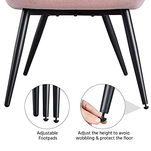 Yaheetech Accent Chair, Modern and Elegant Armchair, Linen Fabric Vanity Chair, Living Room Chair with Metal Legs and High Back for Living Room Bedroom Office Waiting Room, Pink