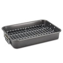 Farberware Nonstick Bakeware 11-Inch x 15-Inch Roaster with Flat Rack, Gray,Grey