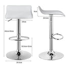 2Pcs Bar Stools, Pub Swivel Barstool, Height Adjustable Square Pub Chairs, Counter Height Bar Chair W/PU Leather & Footrest, 360° Rotation, Armless Indoor/Outdoor High Barstools, Gas Gift Bar Chair, Semi-backrest Stylish Stool Bistro Kitchen Cafe, White