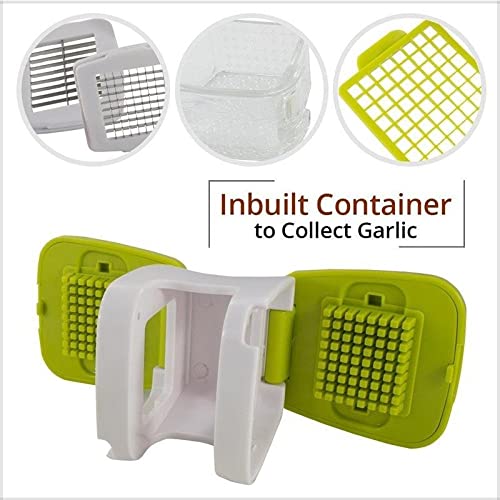 Chopper Garlic Press Box, Plastic ABS Garlic Cutter Mincer Rocker Ginger Mashing Box Crusher Kitchen Presser Squeezer