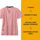 Carhartt Women's V-Neck Tech Scrub Top, Mauve, Medium